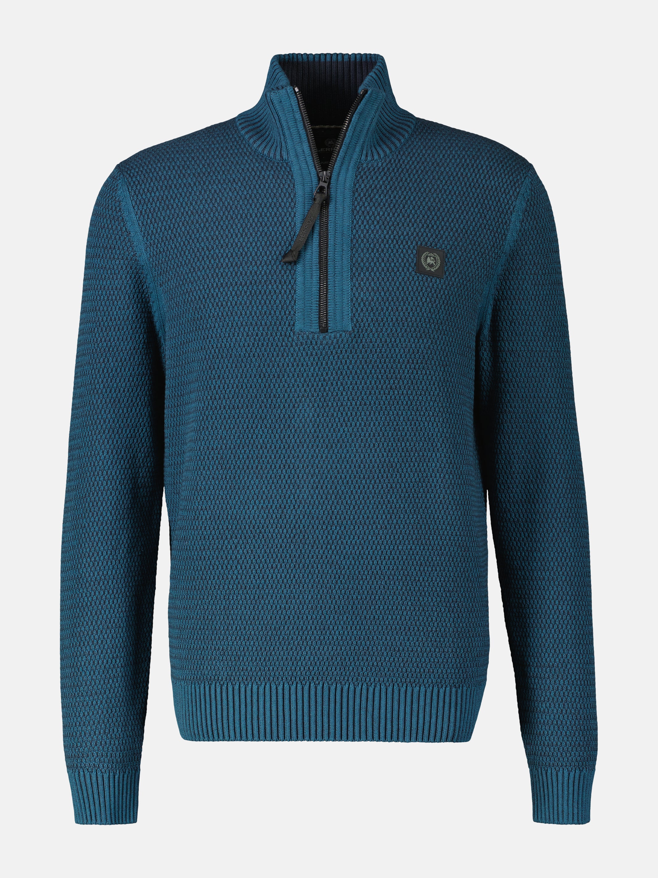 Knitted sweater with zip collar for men in plus sizes – LERROS