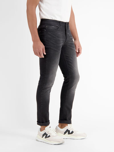 BAXTER 5-Pocket-Denim im Used-Look, RELAXED FIT, black