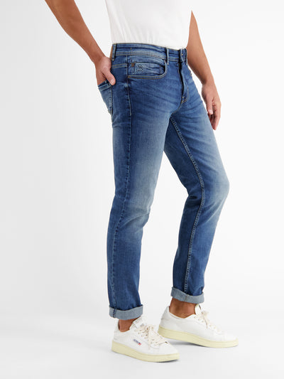 BAXTER 5-Pocket-Denim im Used-Look, RELAXED FIT, light blue