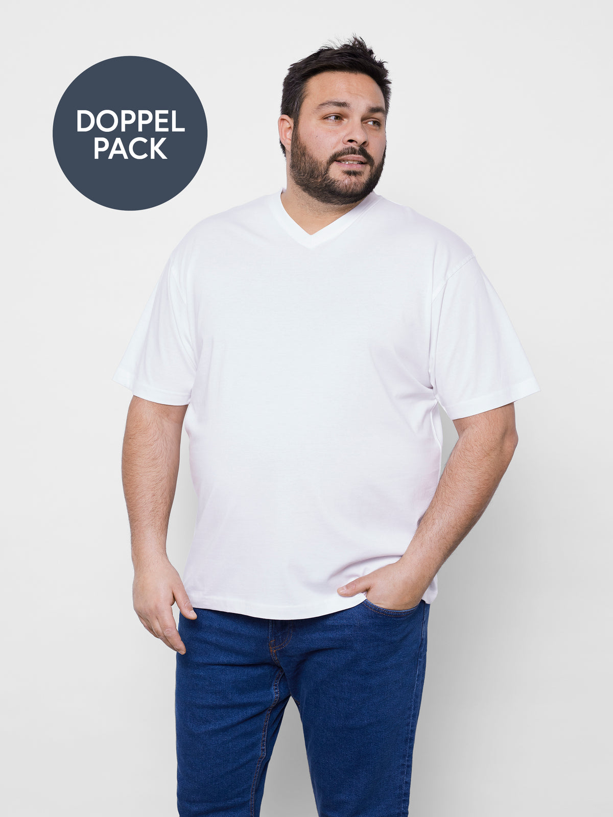 V-Neck Doppelpack Herren T-Shirt in Premium Baumwollqualität