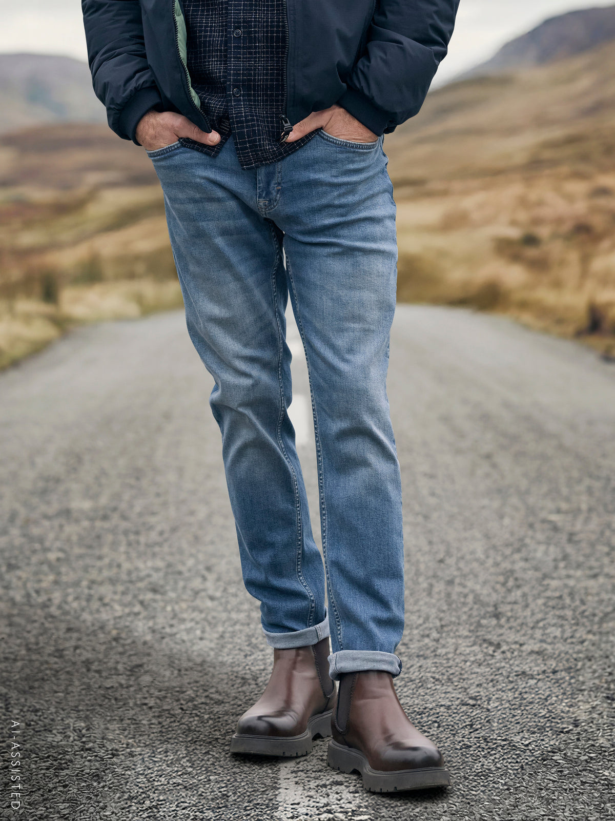 Stretch-Jeans im Used-Look, Relaxed Fit