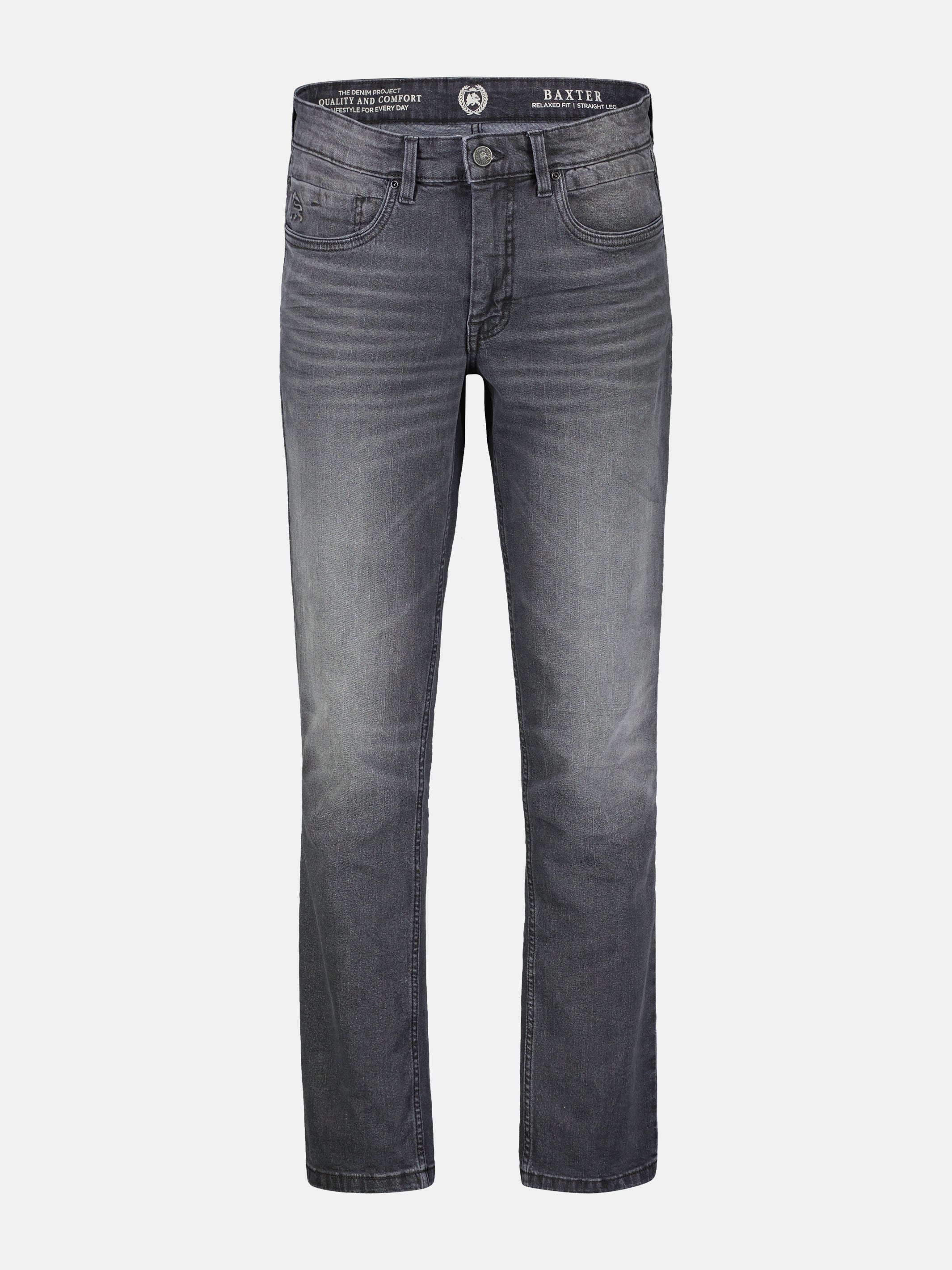 Schwarze Used Look 5-Pocket BAXTER Jeans, große Größen