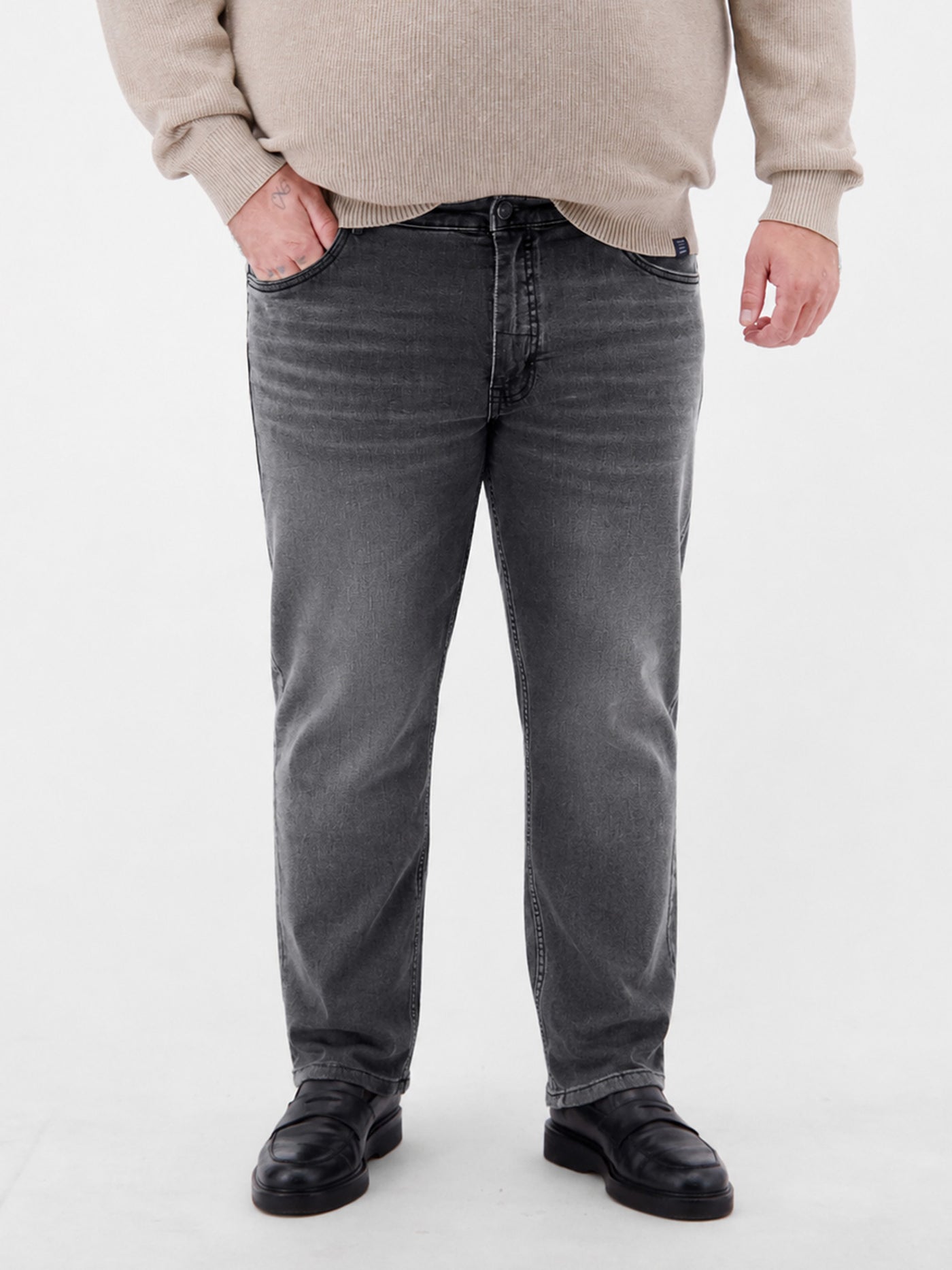 Black Used Look 5-Pocket BAXTER Jeans, Plus Sizes