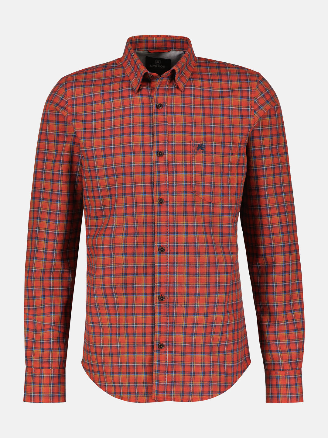 Check shirt, concealed button-down collar