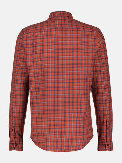 Long-sleeved shirt, checked, concealed button-down collar