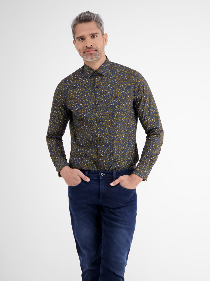 Poplin-Stretchhemd mit AOP - LERROS