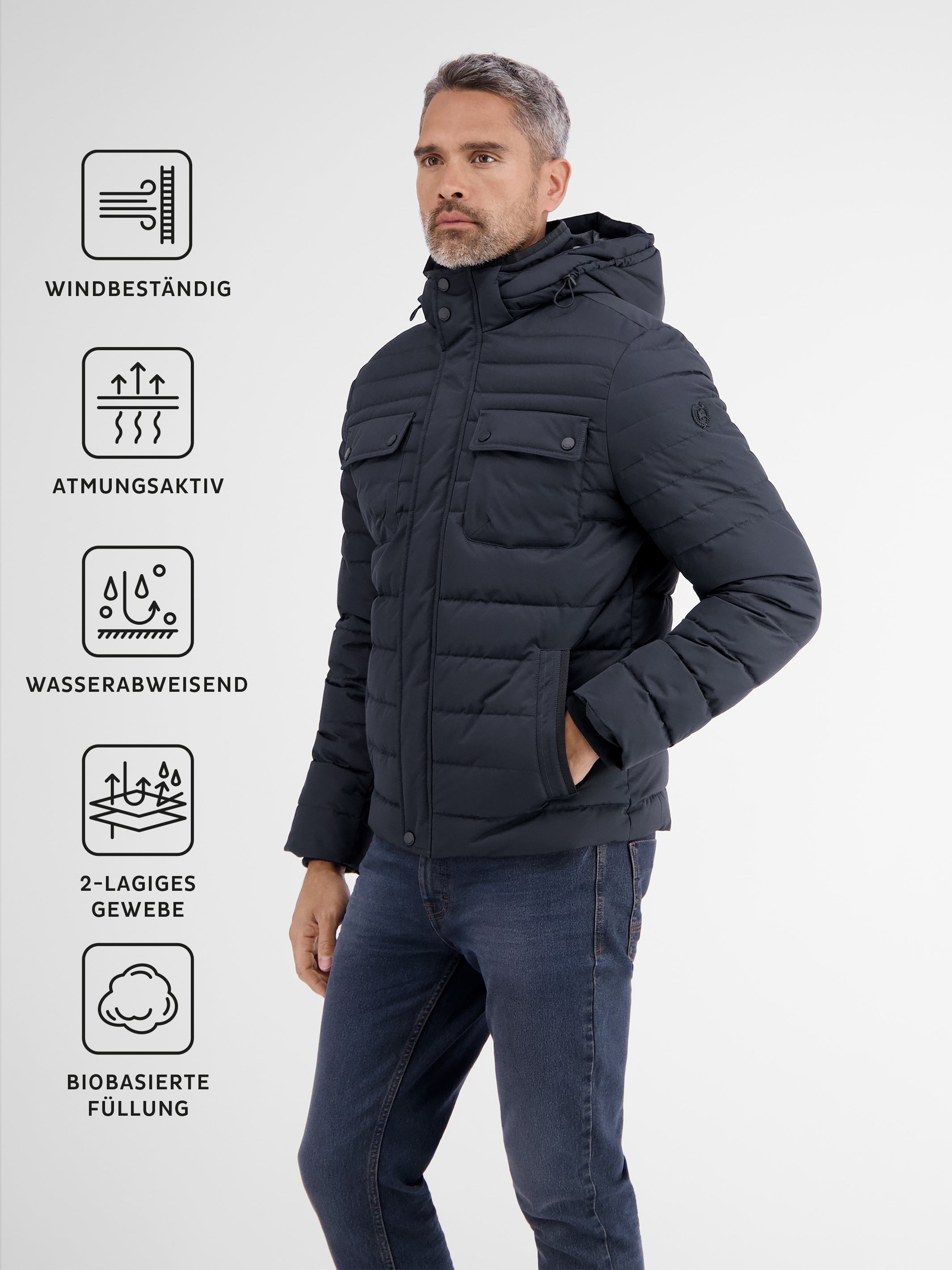 Steppjacke mit abnehmbarer Kapuze - LERROS