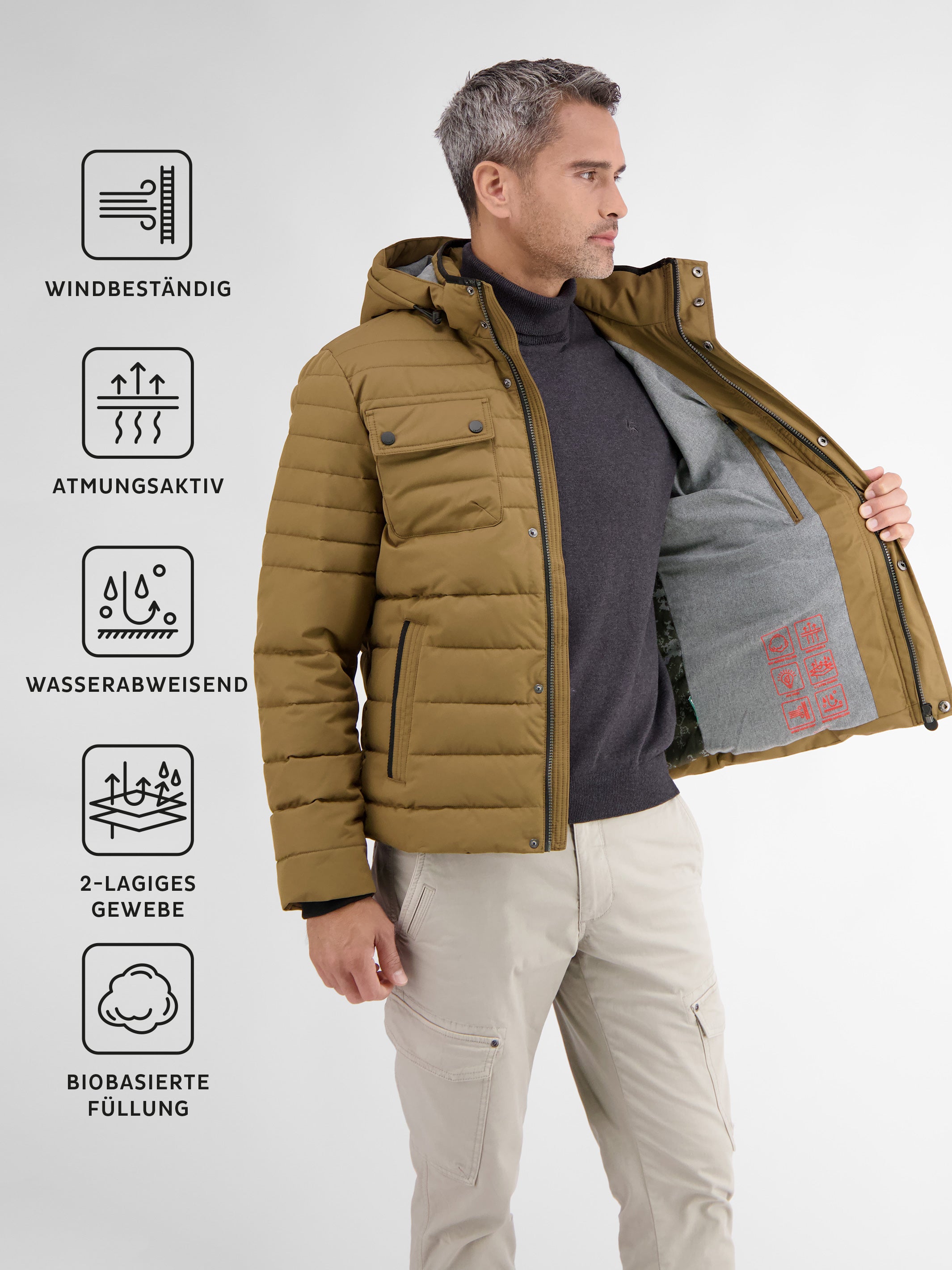 Steppjacke mit abnehmbarer Kapuze - LERROS