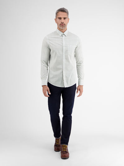 Poplin shirt with minimal all-over print