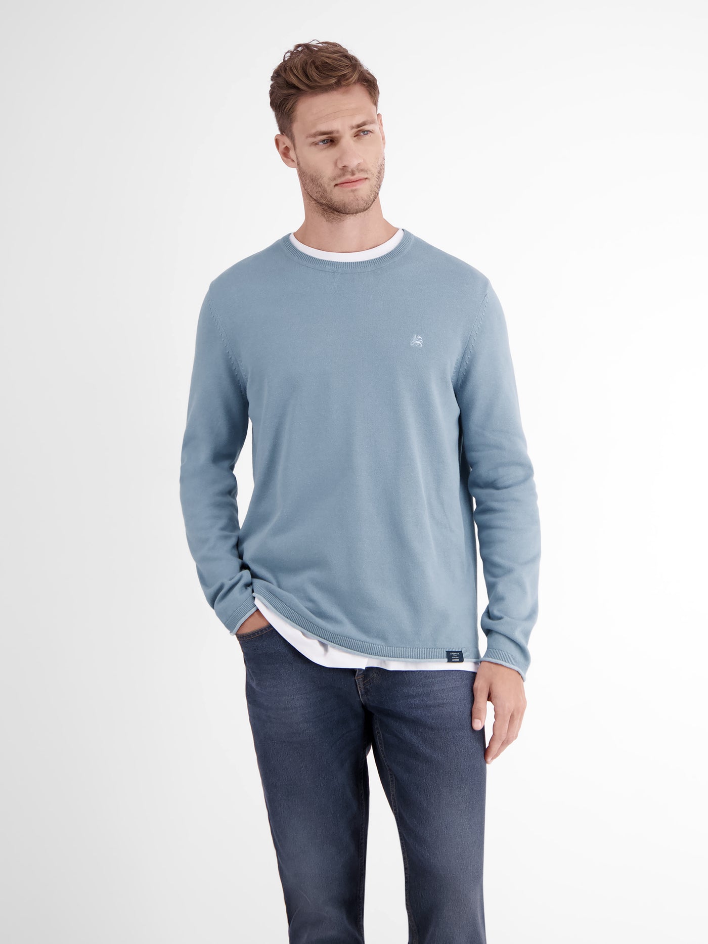 Round neck sweater flat knit – LERROS SHOP