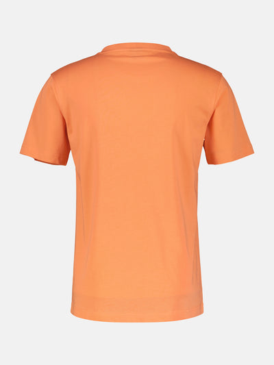 Plain-colored basic T-shirt with logo stitch