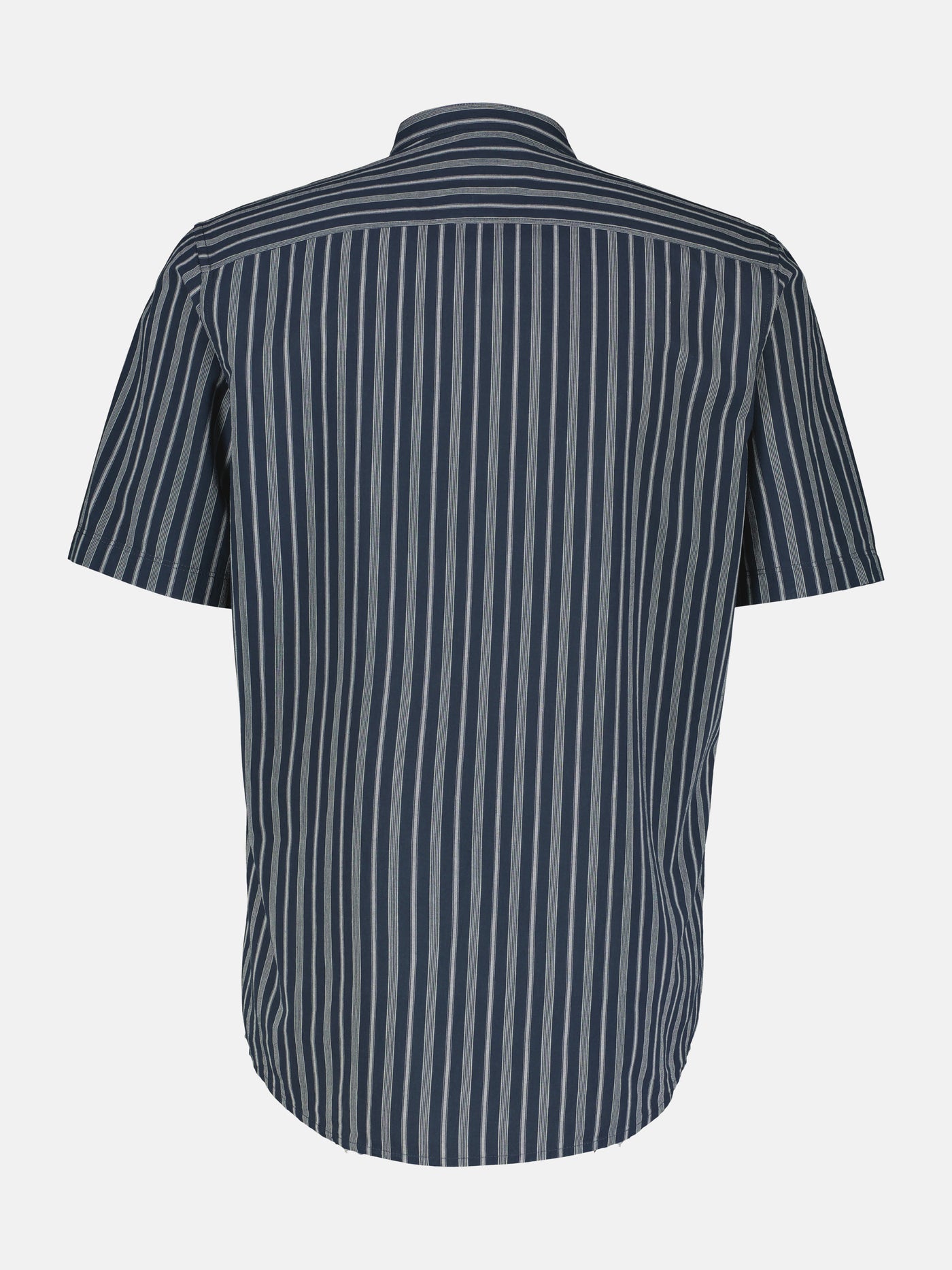 Striped shirt with stand-up collar