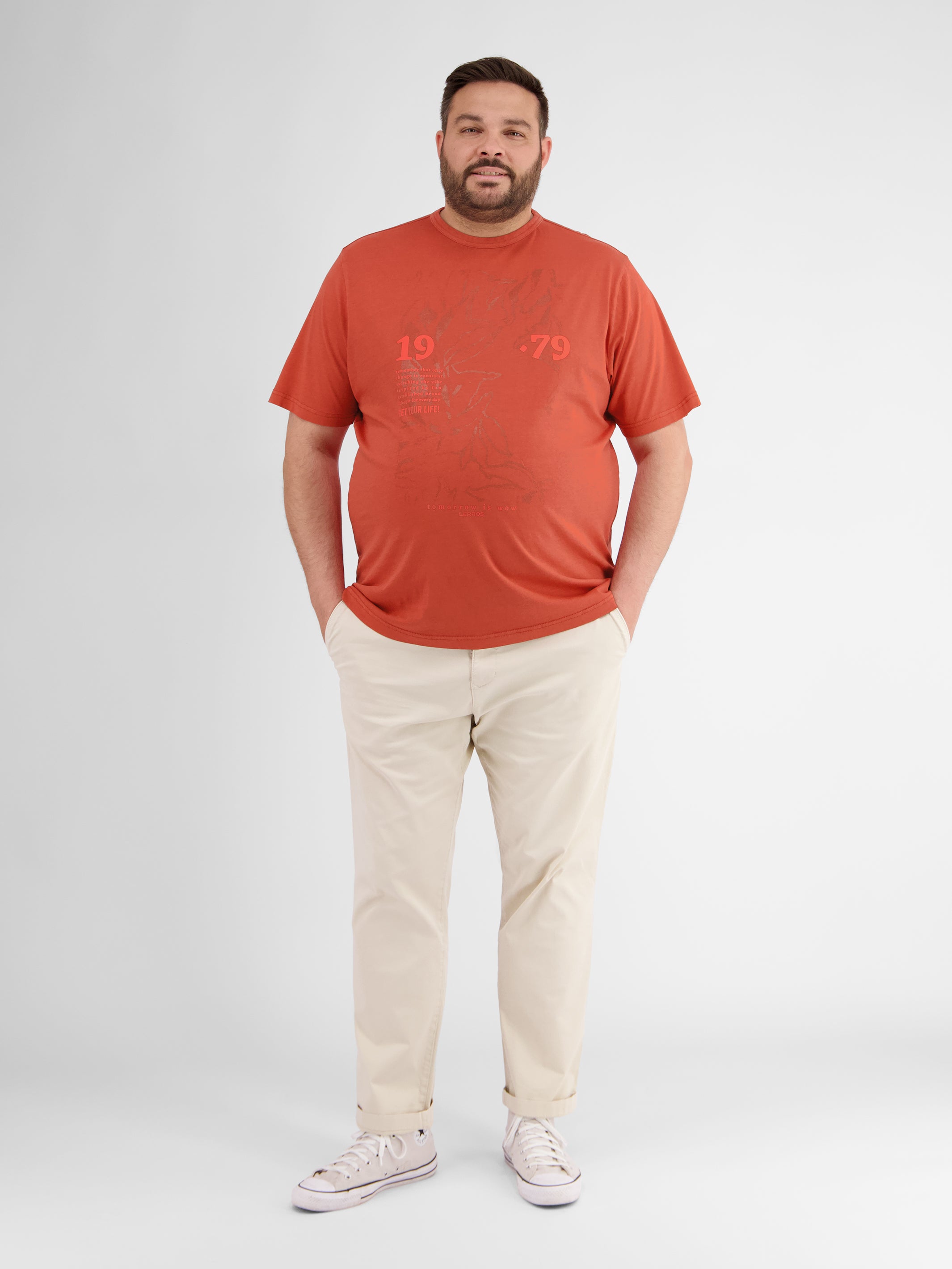 Herren-T-Shirt mit Brust-Print - LERROS