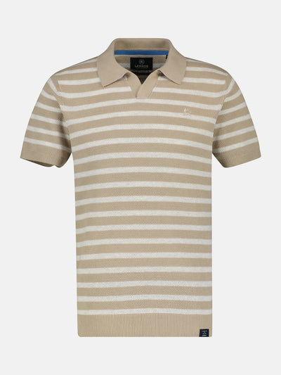 Striped knit polo shirt
