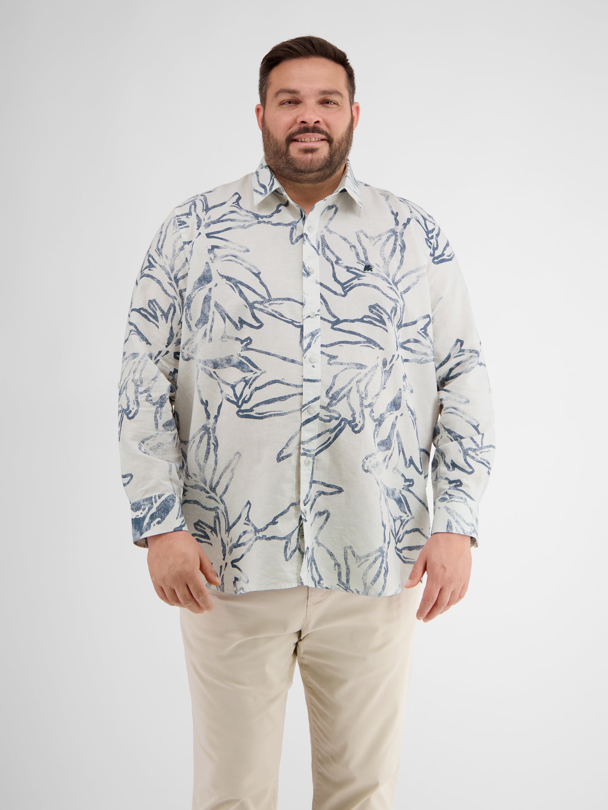 Herren Langarmhemd mit sommerlichem Print - LERROS