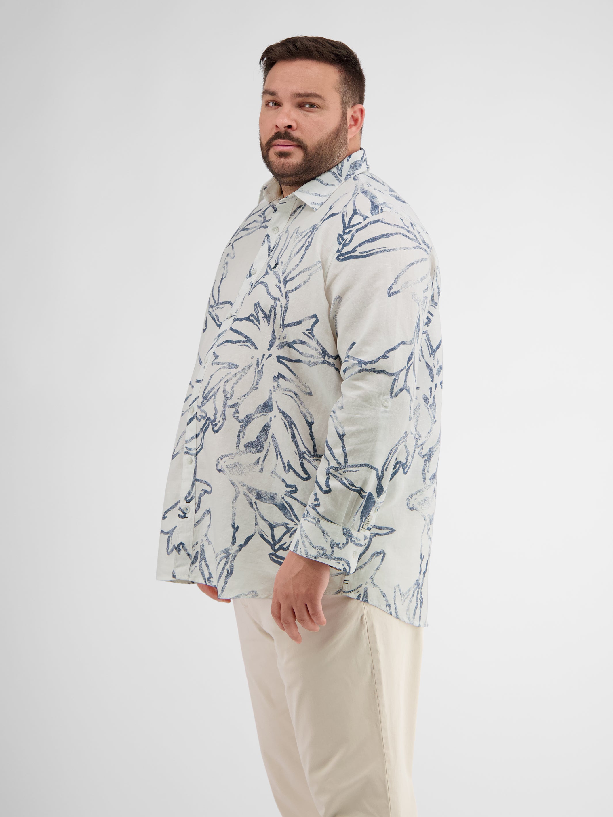 Herren Langarmhemd mit sommerlichem Print - LERROS
