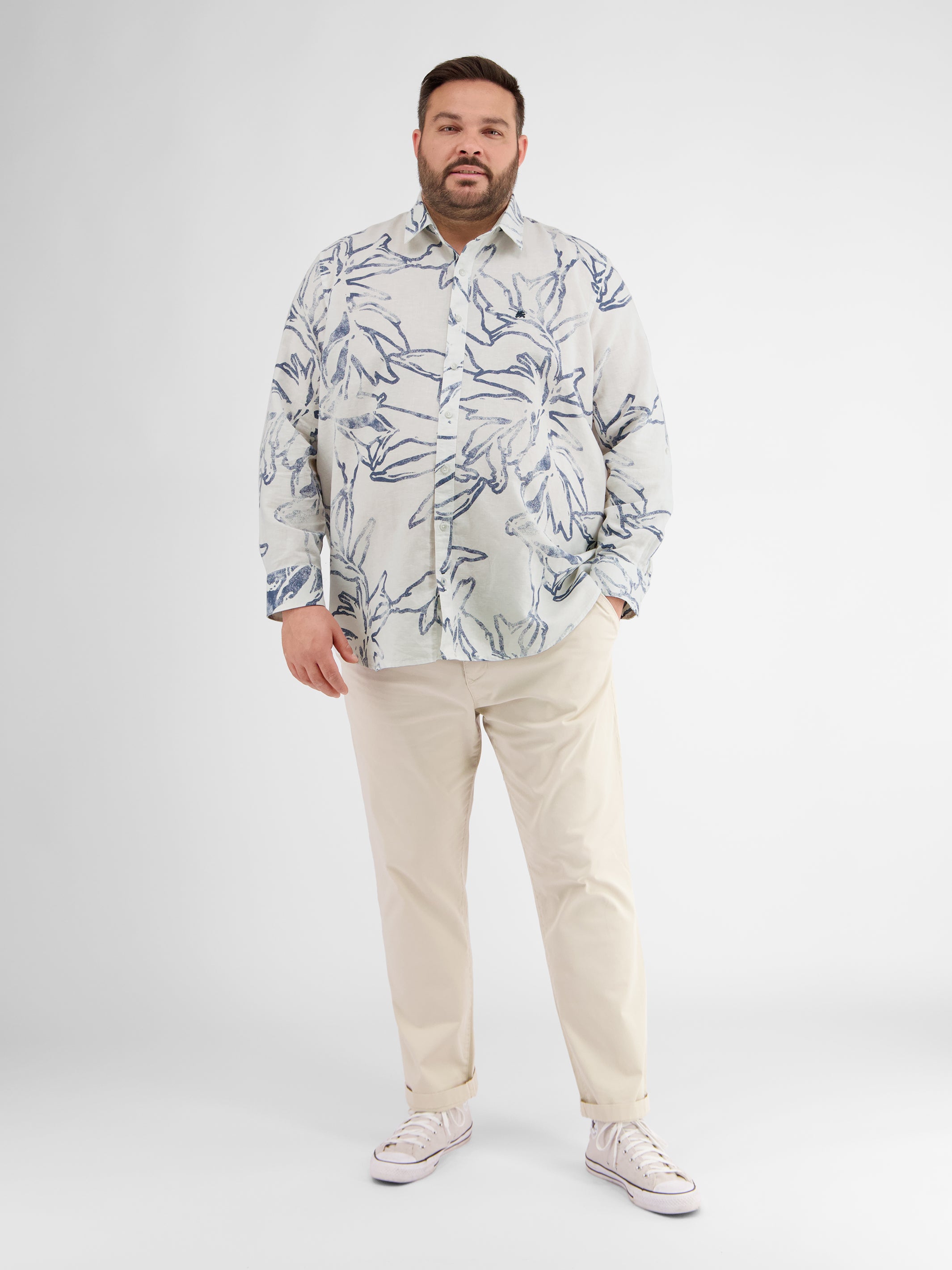 Herren Langarmhemd mit sommerlichem Print - LERROS