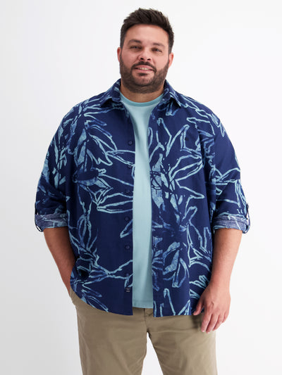 Men's long-sleeved shirt with a summery print