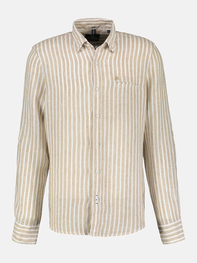Striped long-sleeved shirt in linen blend