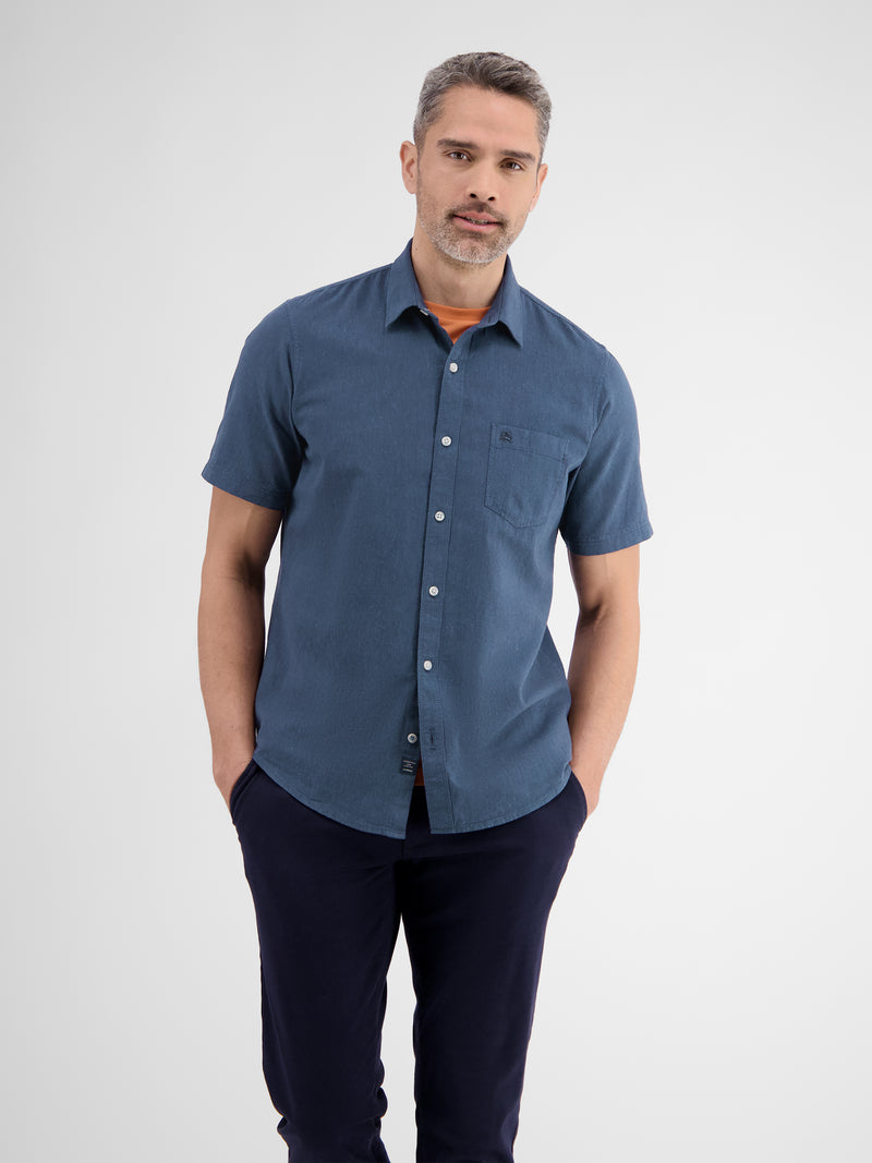 Lässiges Baumwoll-Leinenhemd, unifarben - LERROS