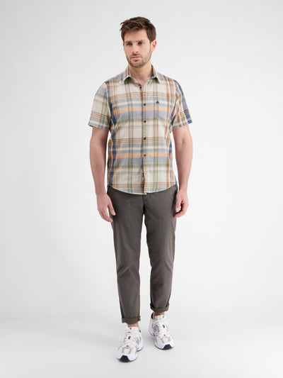 Checked shirt for men in a summery cotton-linen mix