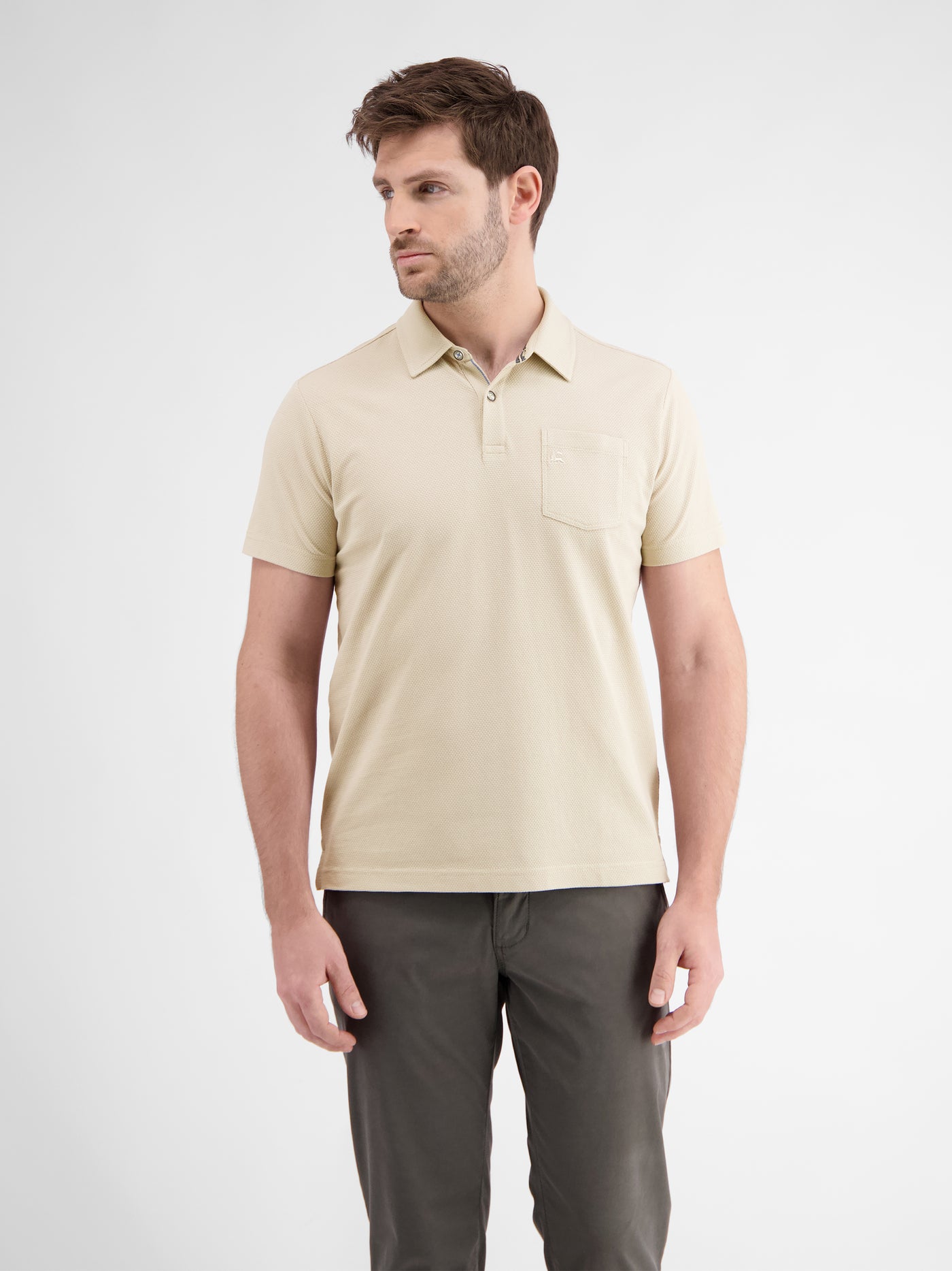 Men's polo shirt in sporty waffle piqué quality