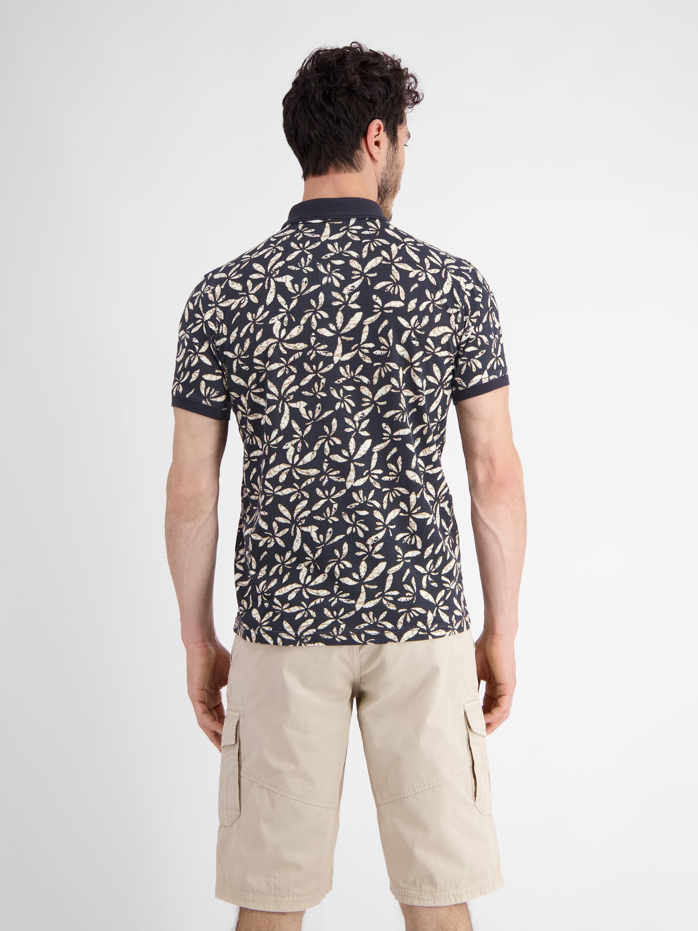 Men's polo shirt with floral all-over print