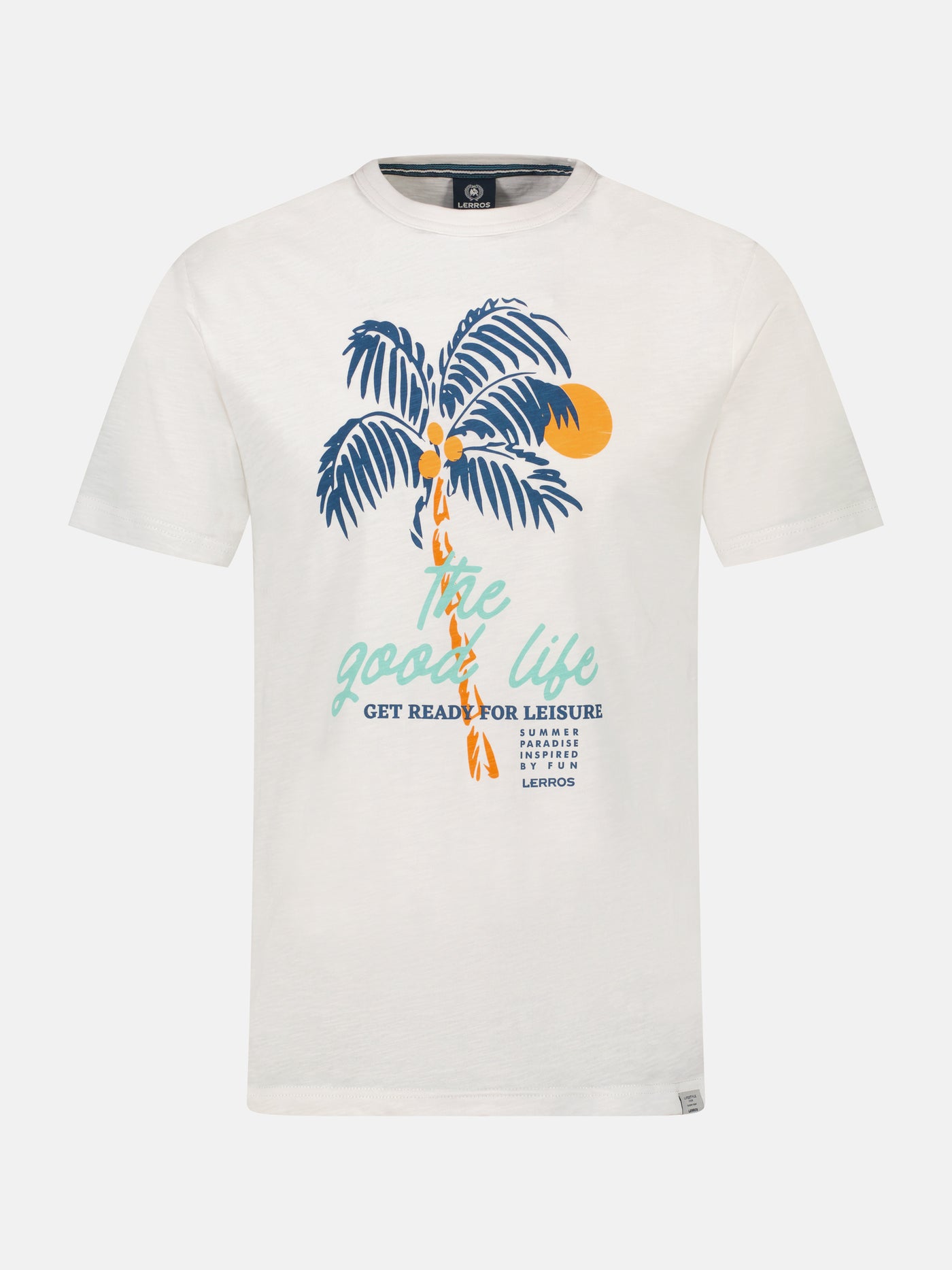 Round neck T-shirt for men with palm tree print