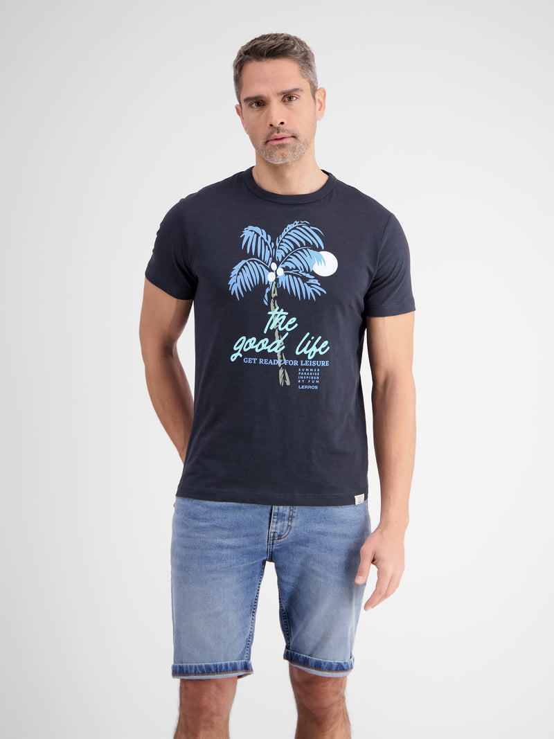 Rundhals T-Shirt für Herren mit Palmenprint - LERROS