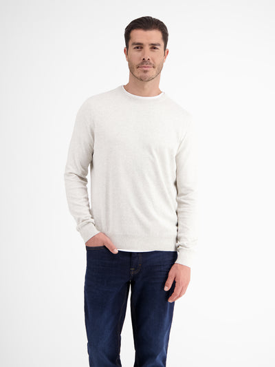 Rundhalspullover in Flachstrickqualität - LERROS