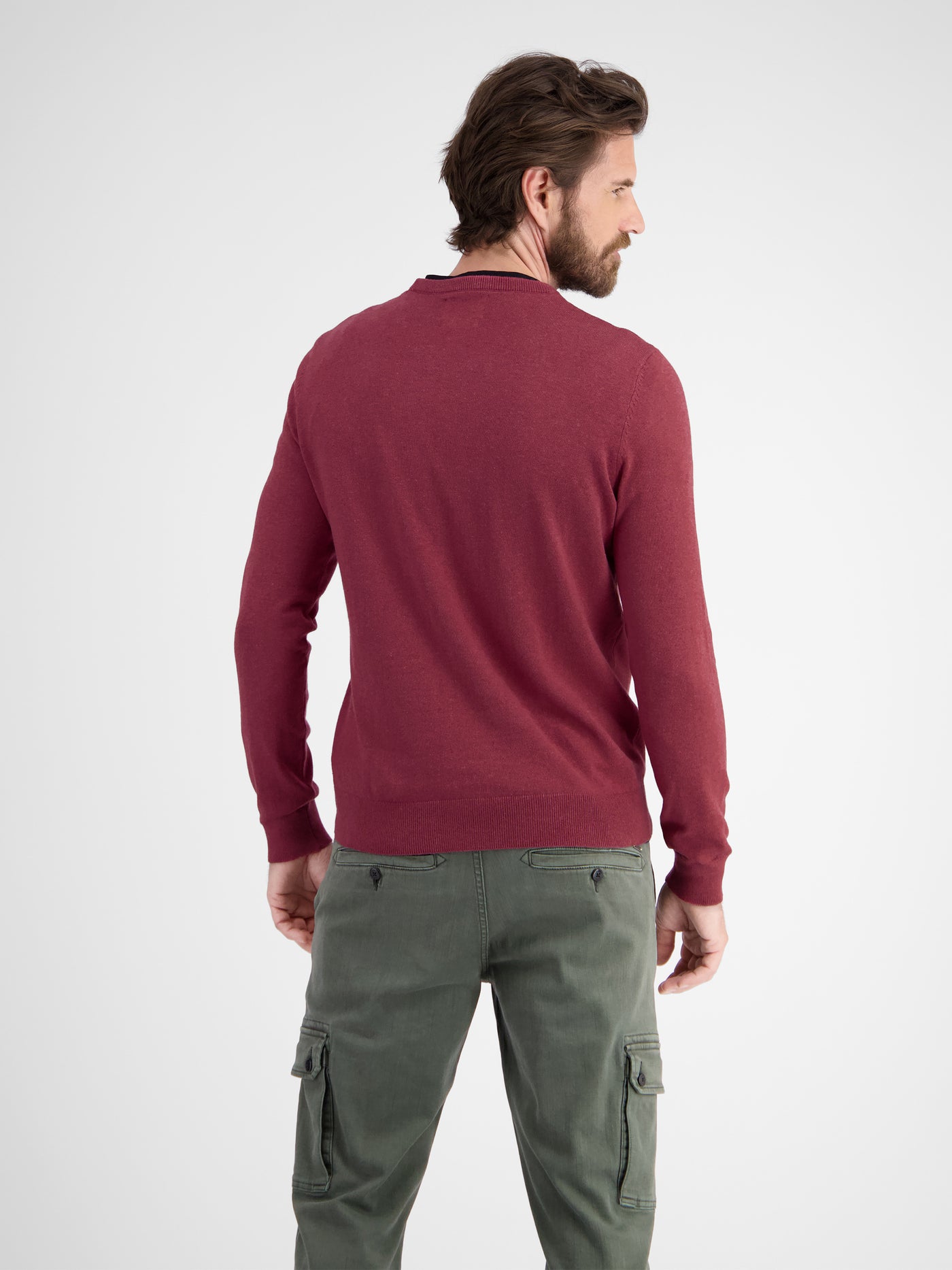 Rundhalspullover in Flachstrickqualität - LERROS