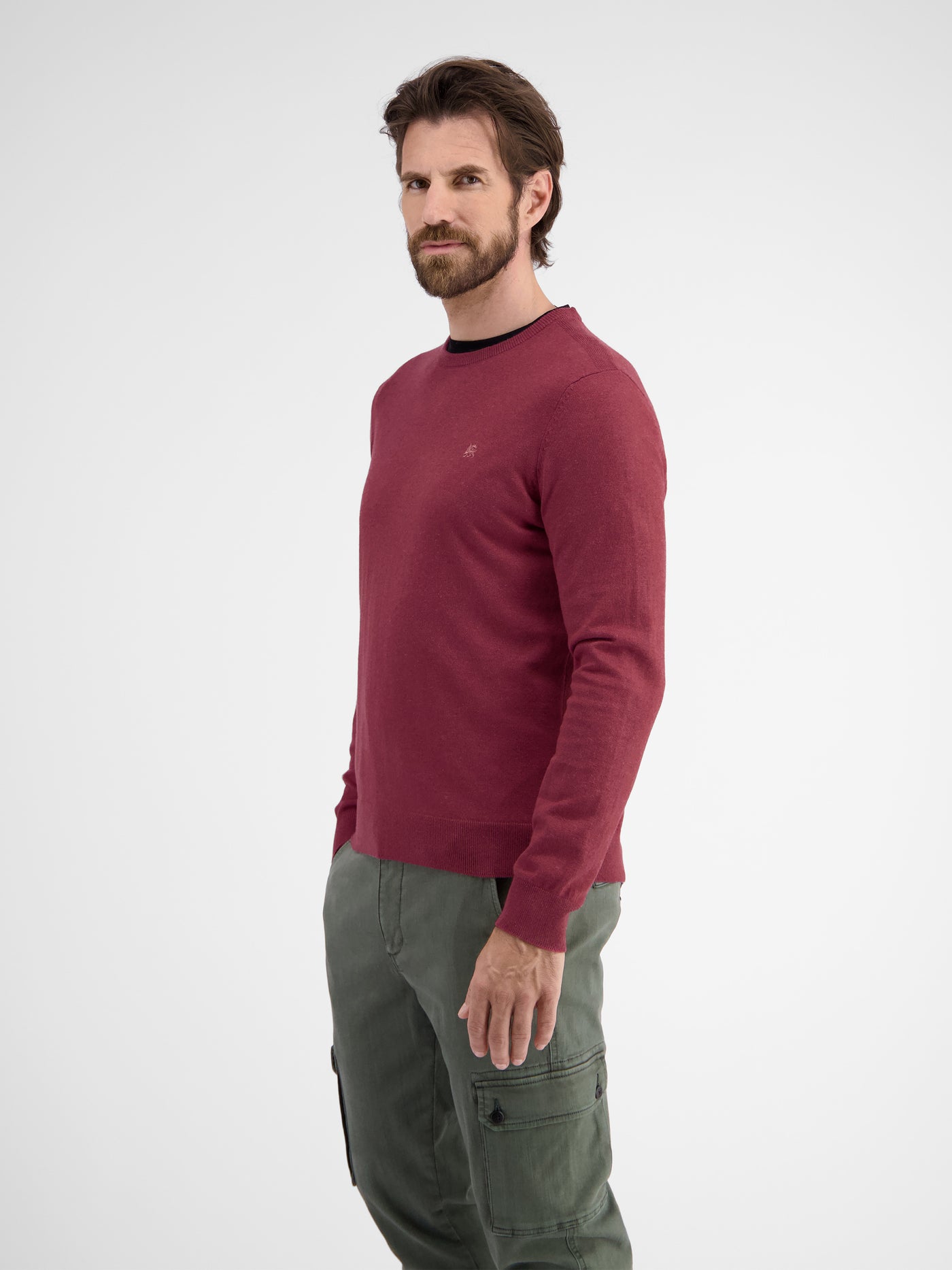 Rundhalspullover in Flachstrickqualität - LERROS