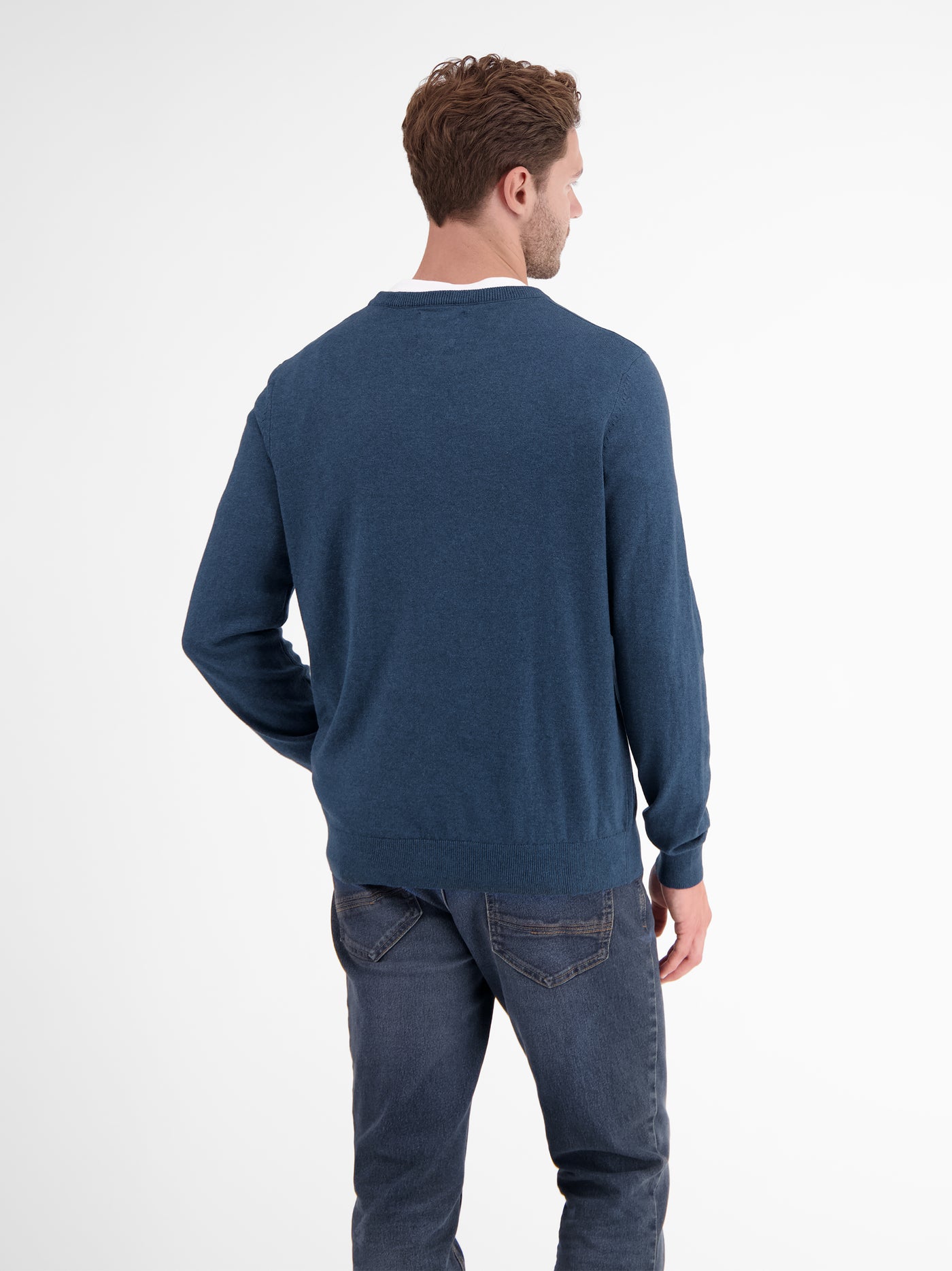 Rundhalspullover in Flachstrickqualität - LERROS