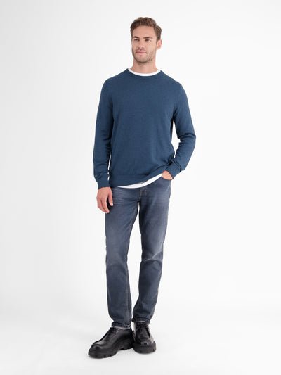 Rundhalspullover in Flachstrickqualität - LERROS