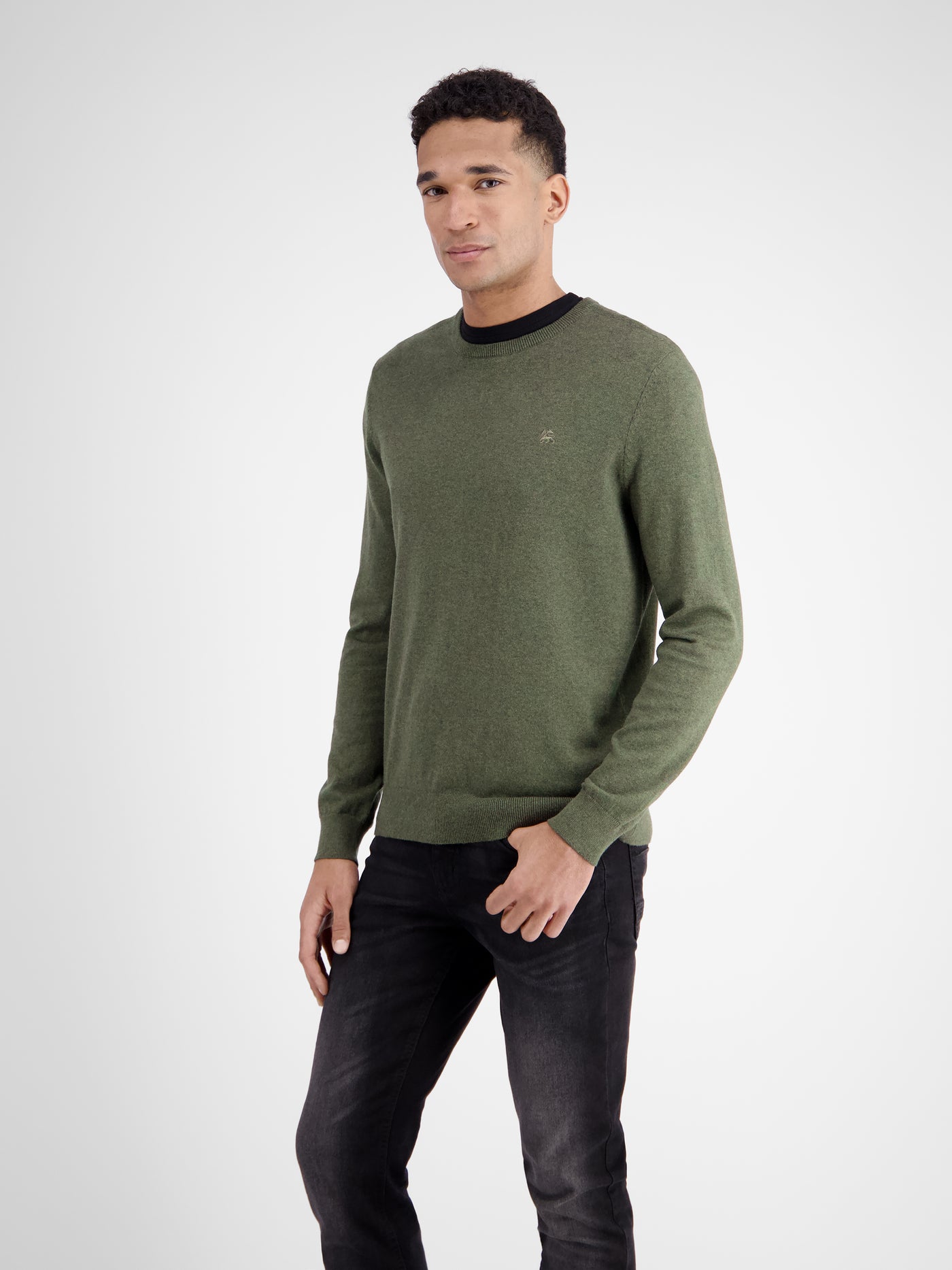 Rundhalspullover in Flachstrickqualität - LERROS