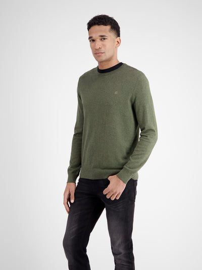 Rundhalspullover in Flachstrickqualität - LERROS