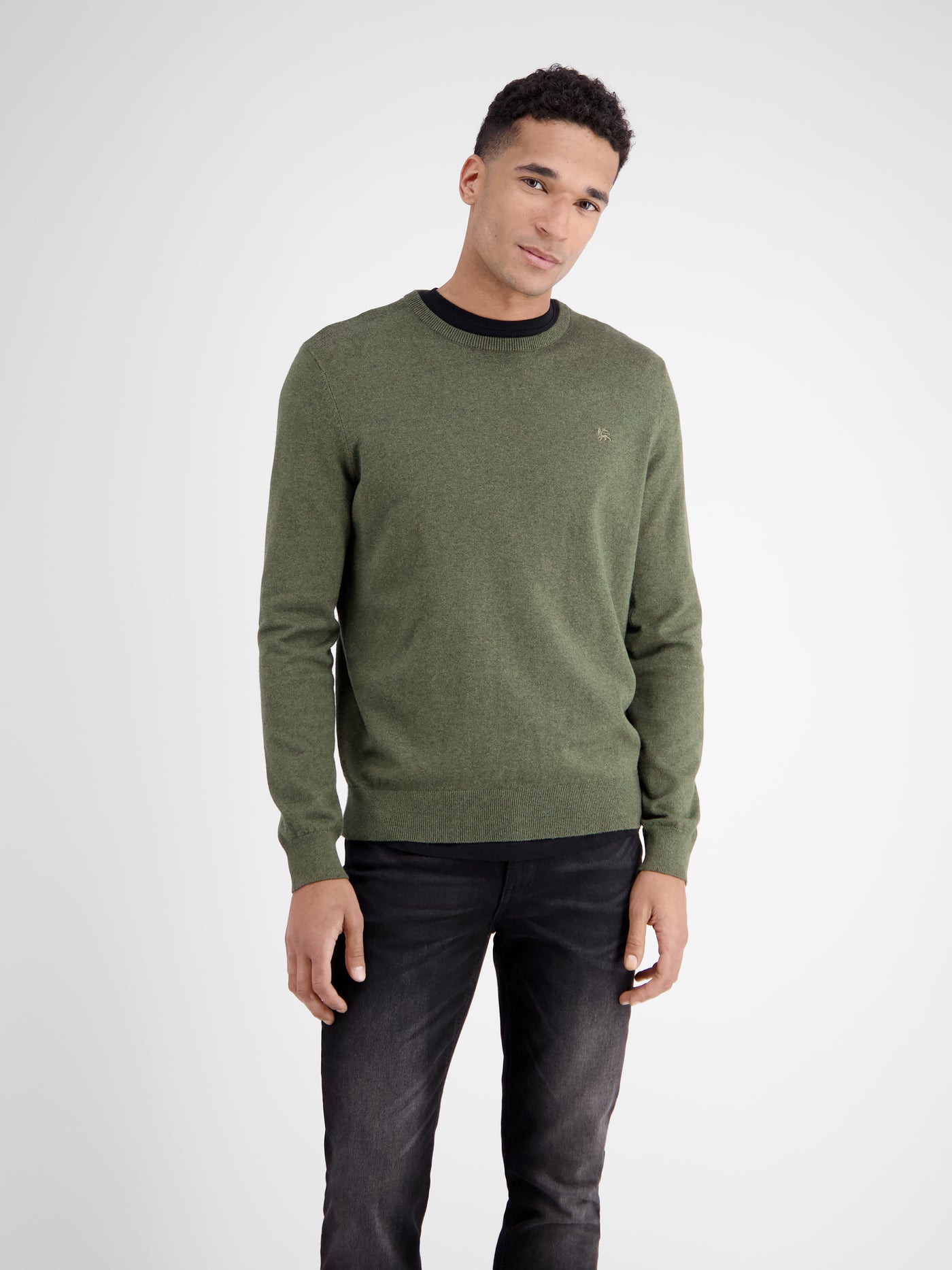 Rundhalspullover in Flachstrickqualität - LERROS