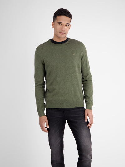 Rundhalspullover in Flachstrickqualität - LERROS