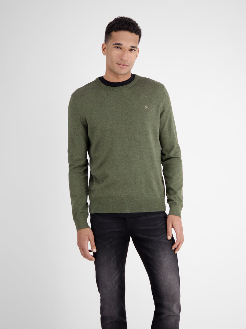 Rundhalspullover in Flachstrickqualität - LERROS