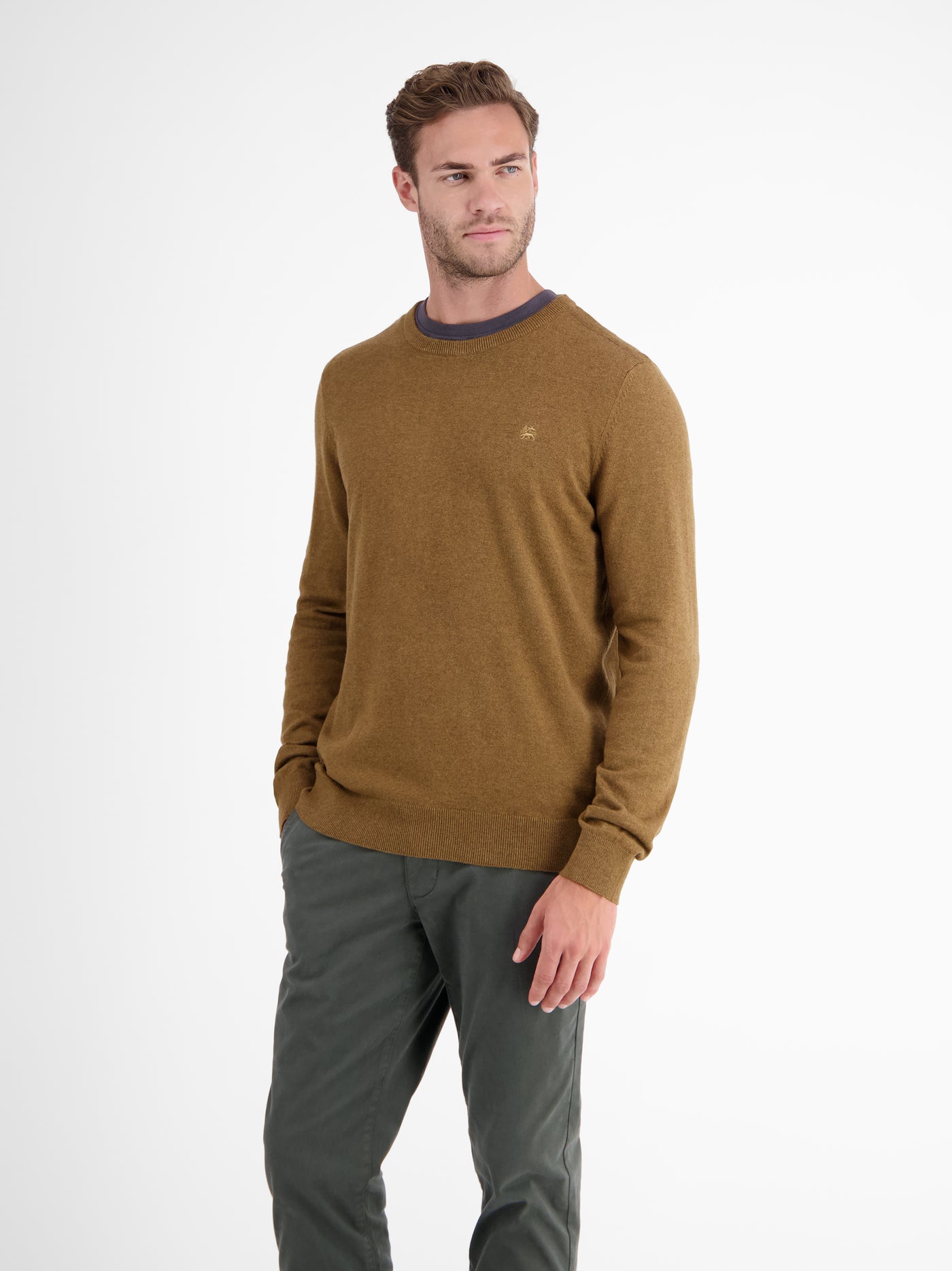 Rundhalspullover in Flachstrickqualität - LERROS