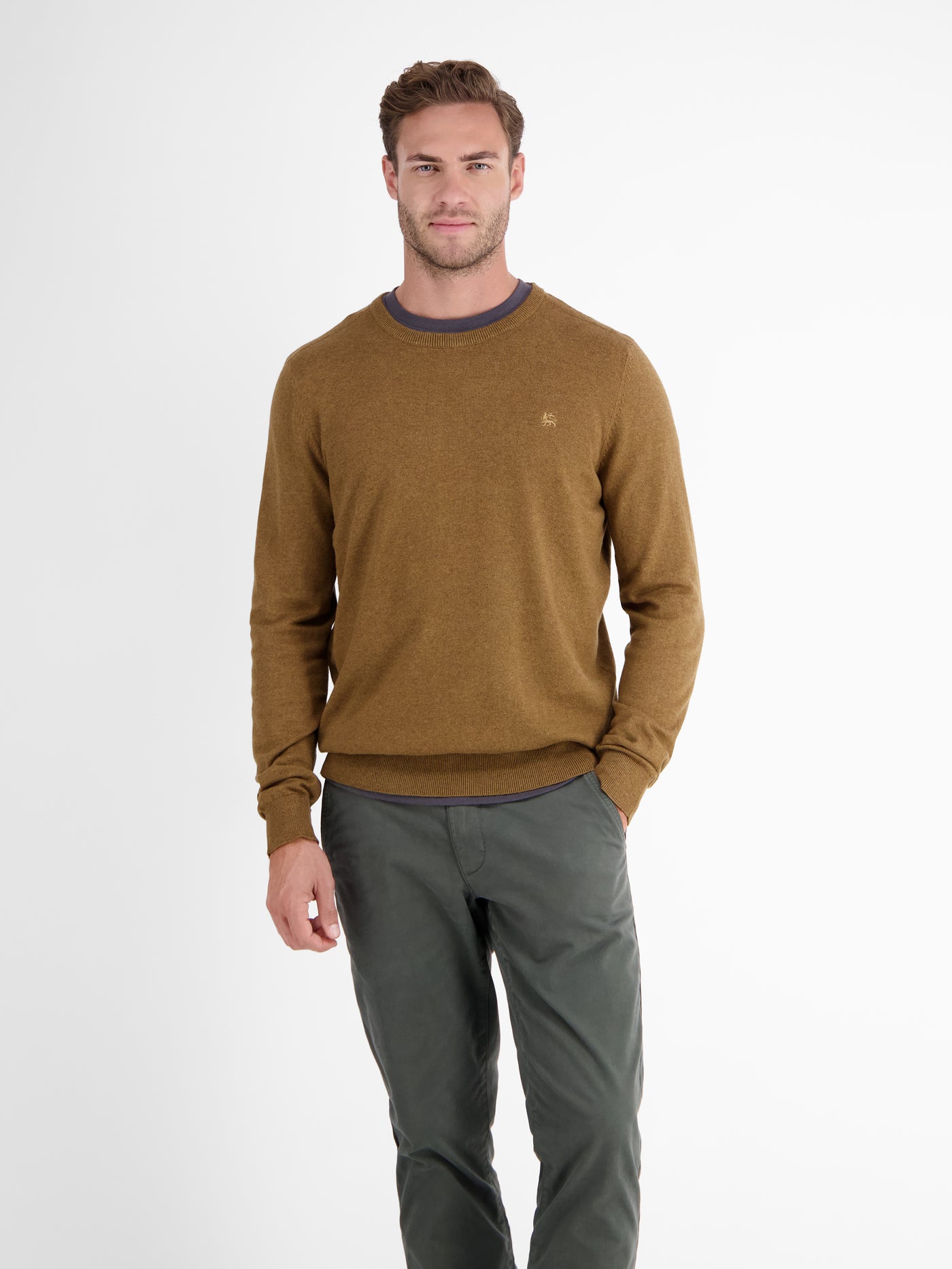 Rundhalspullover in Flachstrickqualität - LERROS