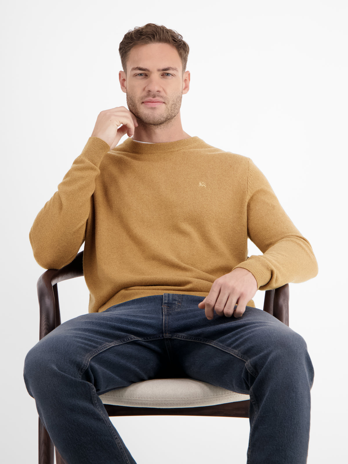 Strickpullover in weicher Schurwollqualität mit Kaschmiranteil - Rundhalspullover