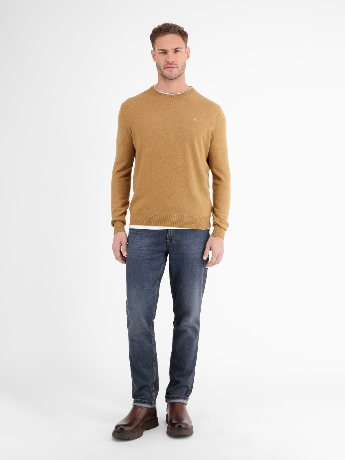 Strickpullover in weicher Schurwollqualität mit Kaschmiranteil - Rundhalspullover