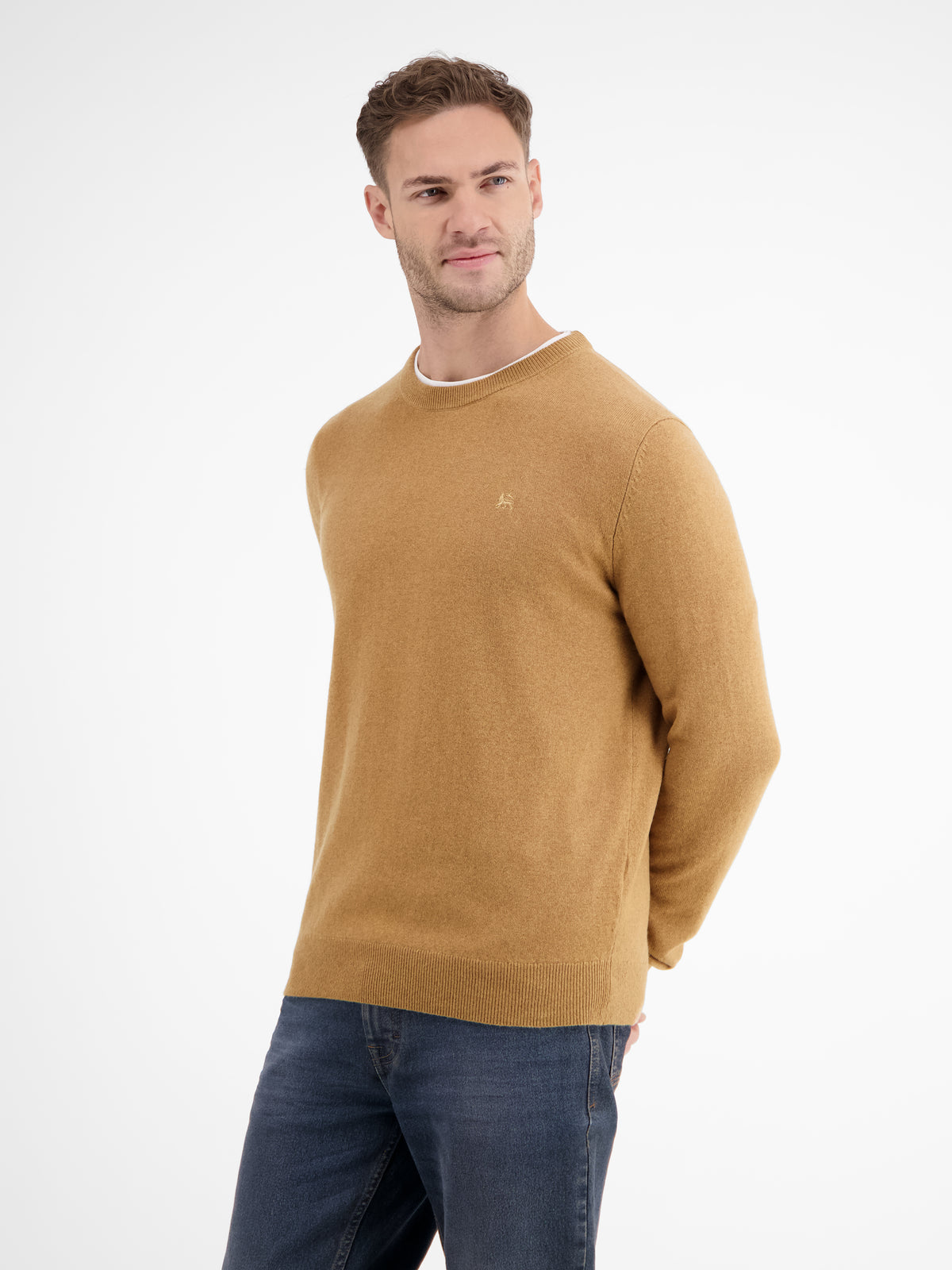Strickpullover in weicher Schurwollqualität mit Kaschmiranteil - Rundhalspullover