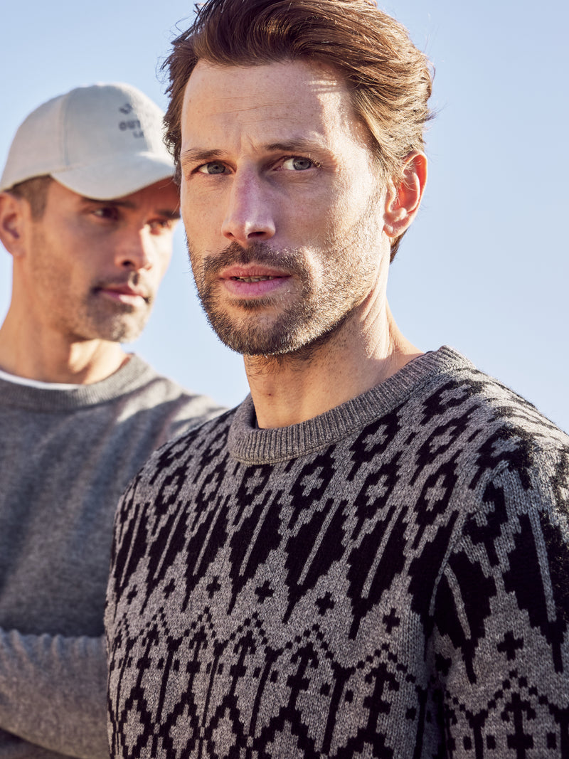 Jacquard-Pullover aus gestrickter Schurwolle mit Kaschmiranteil - LERROS