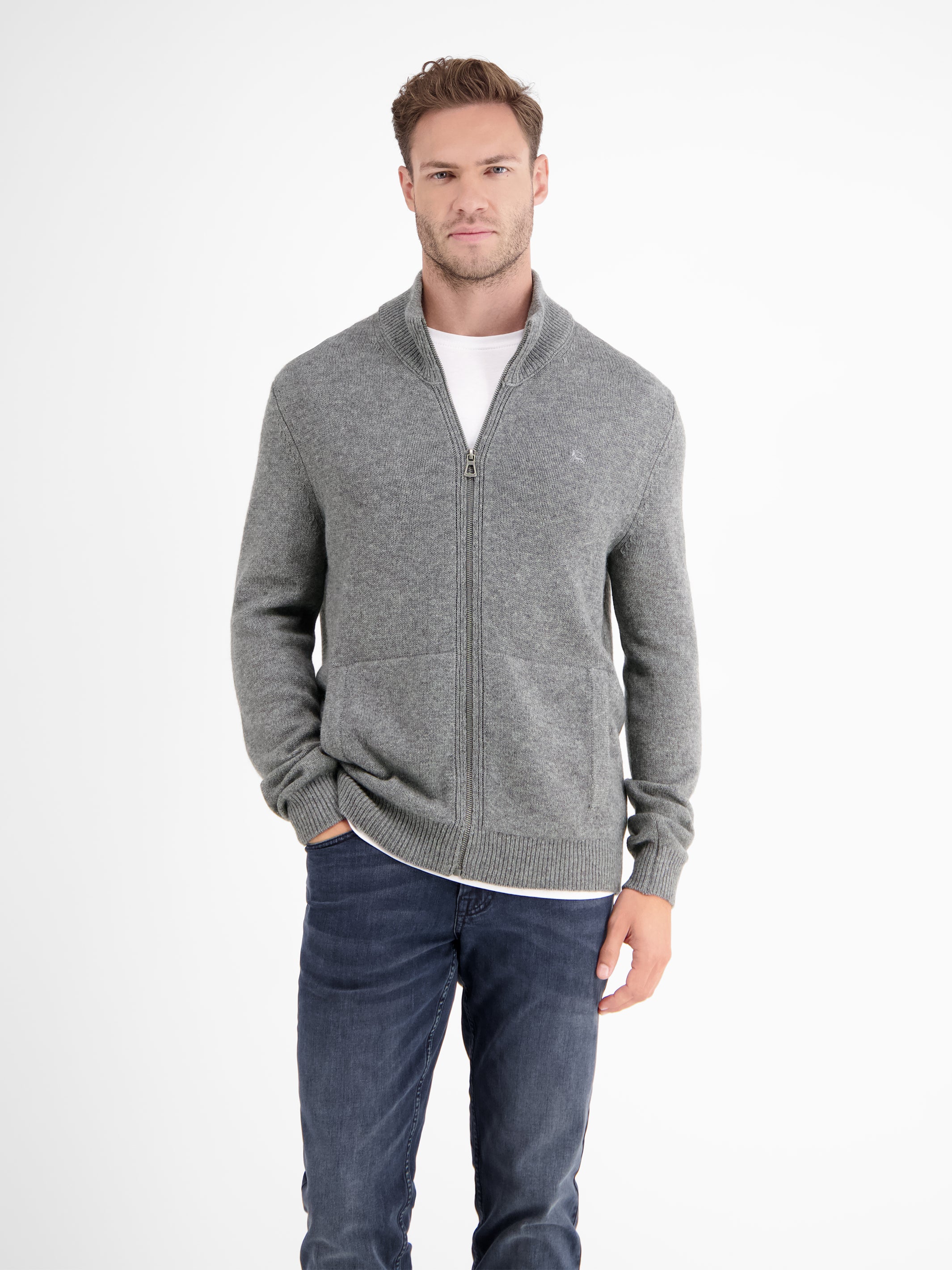 Schurwoll-Strickjacke mit Kaschmiranteil - LERROS