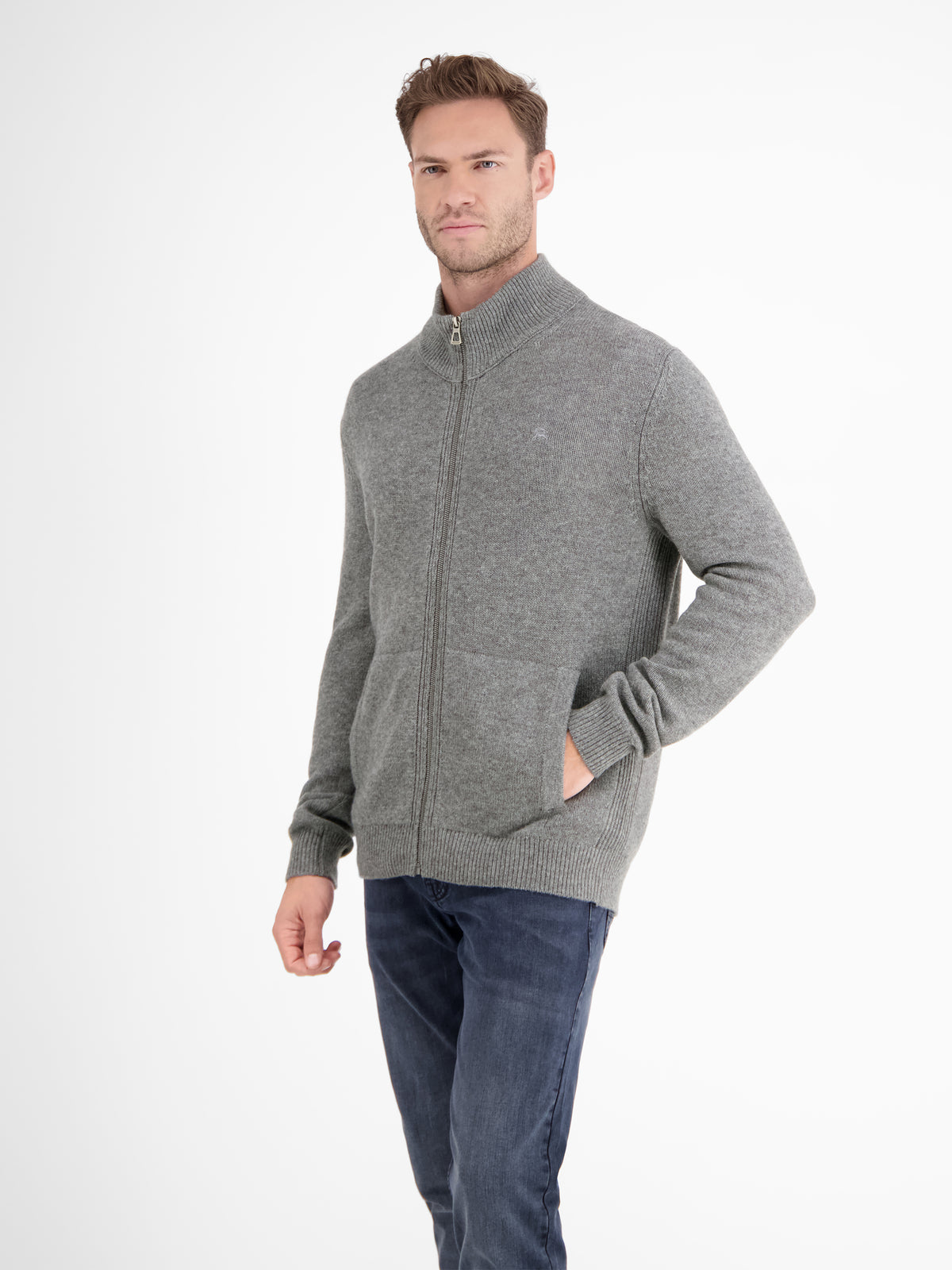 Schurwoll-Strickjacke mit Kaschmiranteil - LERROS