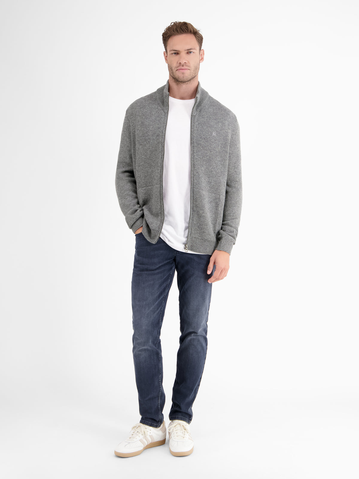 Schurwoll-Strickjacke mit Kaschmiranteil - LERROS