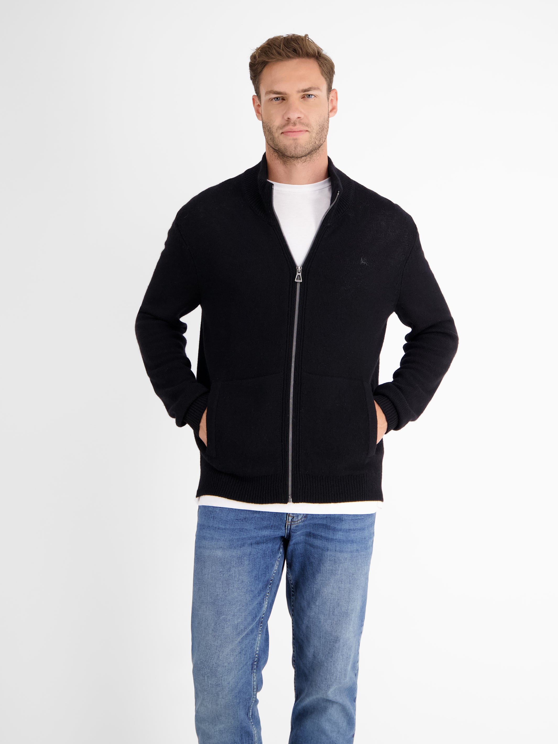 Schurwoll-Strickjacke mit Kaschmiranteil - LERROS