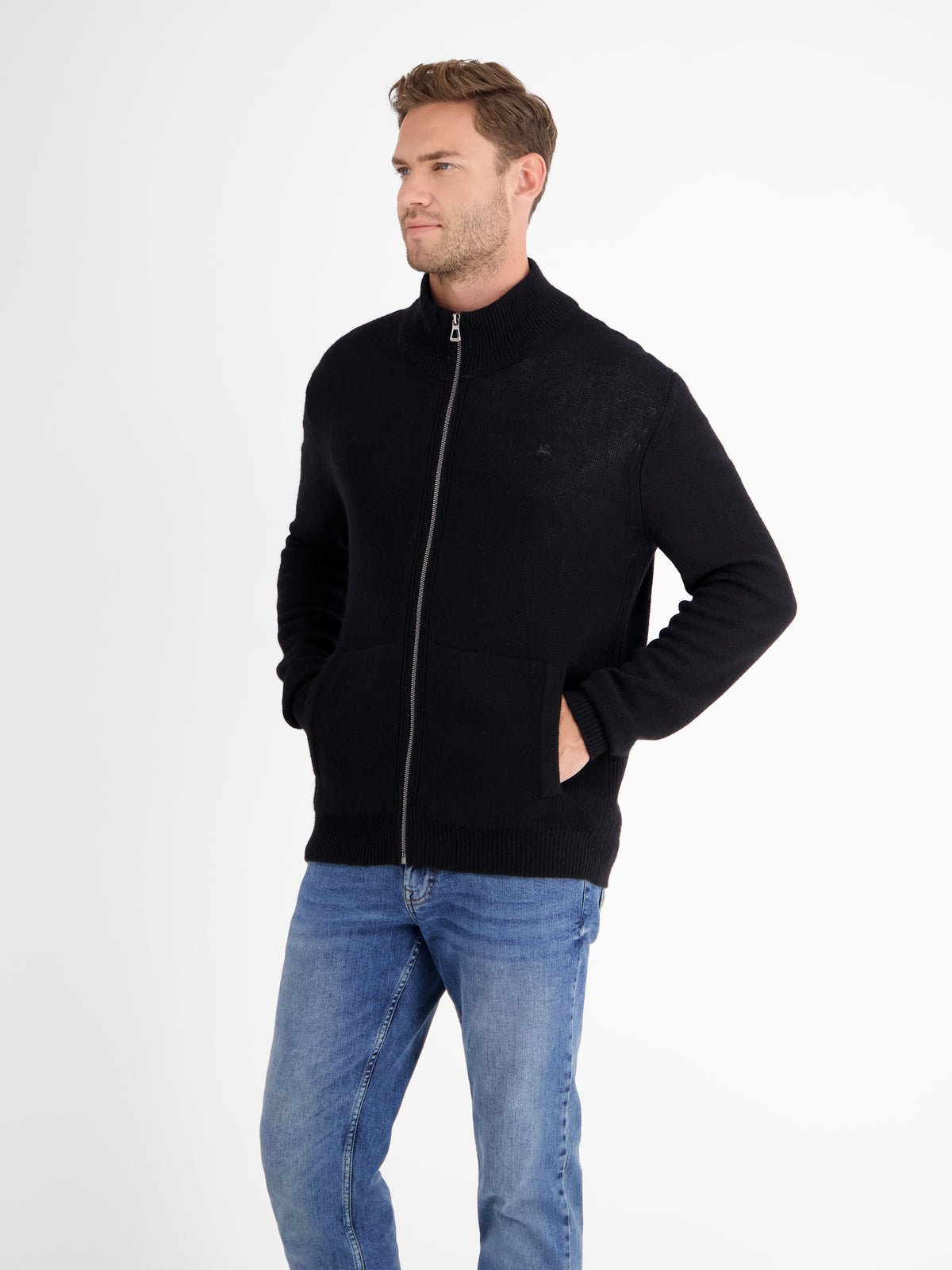 Schurwoll-Strickjacke mit Kaschmiranteil - LERROS